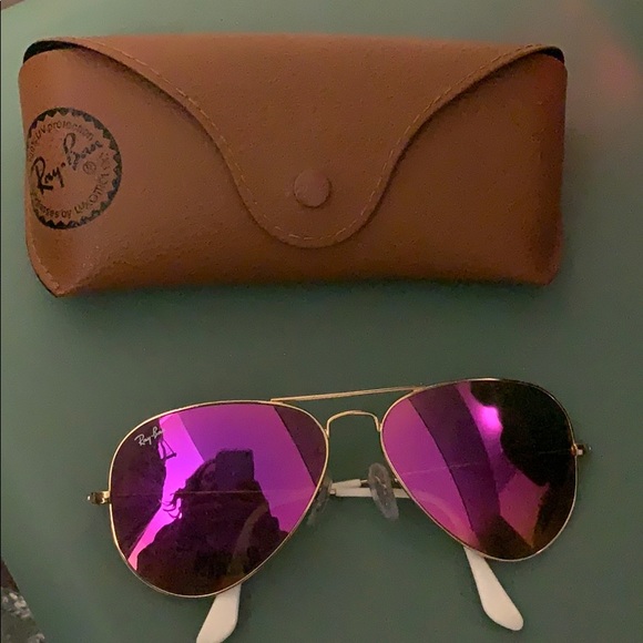 Ray Ban Aviator sunglasses- pink reflection main image 5